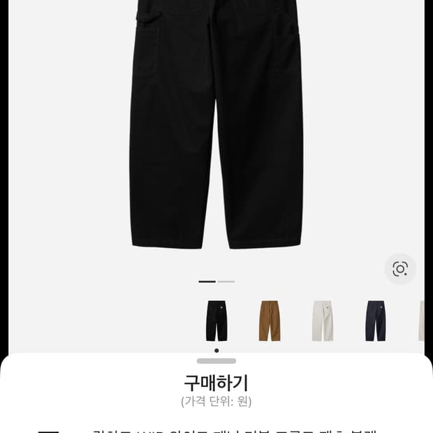 칼하트 WIP 와이드 패널 더블 프론트 팬츠 블랙