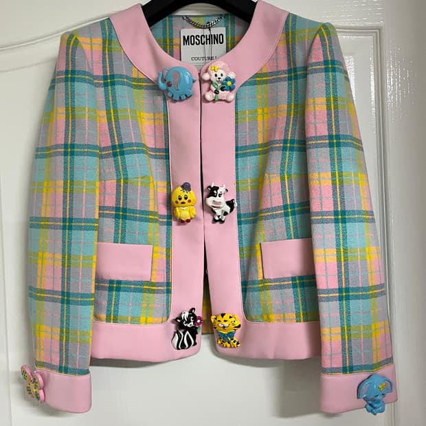 새상품) 모스키노 체크 연핑크 자켓 &치마