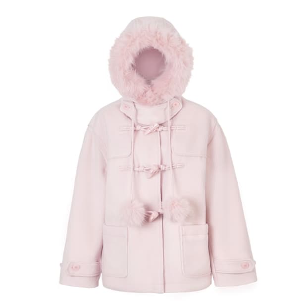 아이당 클럽 idang club 하프 폼폼 코트 핑크