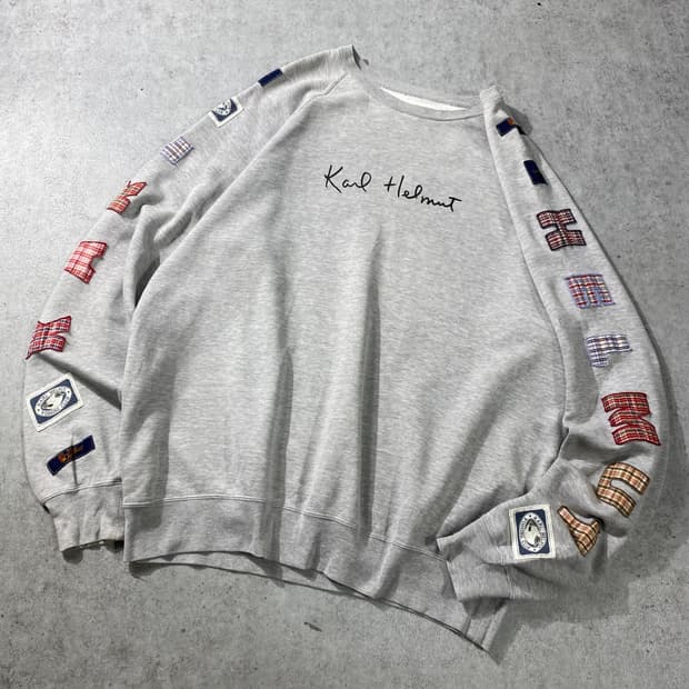 [L] Karl Helmut 칼헬무트 스펠아웃 패치워크 스웻셔츠