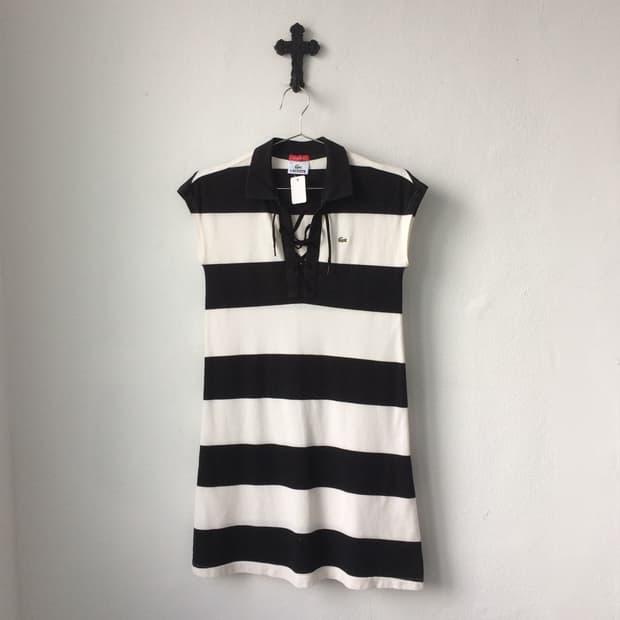 Lacoste stripe pattern lace up onepiece