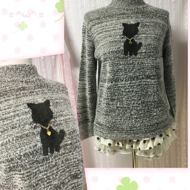브라운 모리 고양이 니트