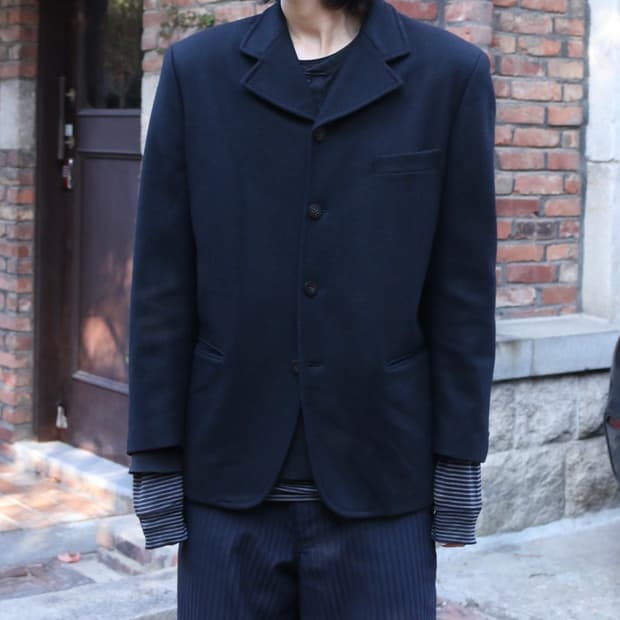 꼼데가르송 트리콧 블랙 울 블레이저