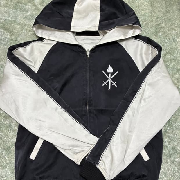 빈티지 리버시블 후드 스카쟌 블랙+아이보리 급처