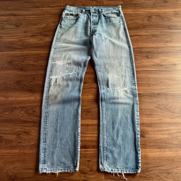 [30]90's 리바이스 Made in USA 501 리페어드 데님 팬츠