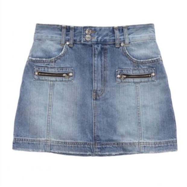 마뗑킴 더블지퍼 데님 미니 스커트 블루 S