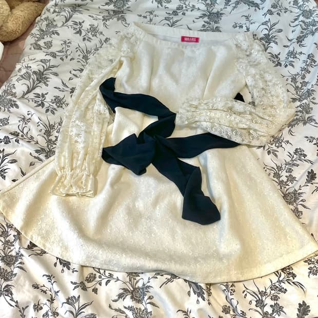 마즈 mars 레이스 리본 원피스 히메갸루 로걀 빈티지 양산형 지뢰계