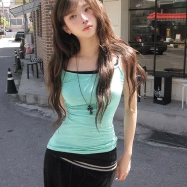 모디무드 다드 데일리 스판 끈 롱 나시 민트