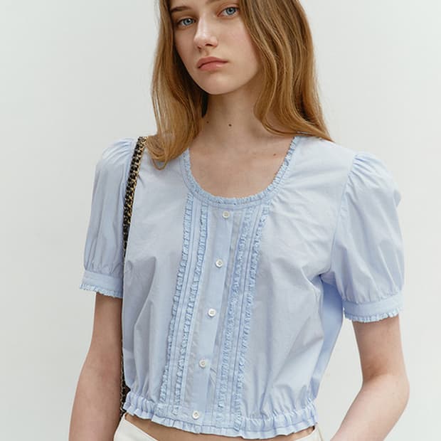 던스트 SHIRRING RIBBONED BLOUSE 블라우스 m