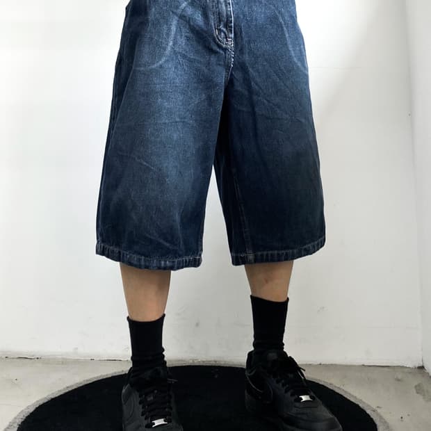 데님 블루스 와이드 데님 카프리 팬츠