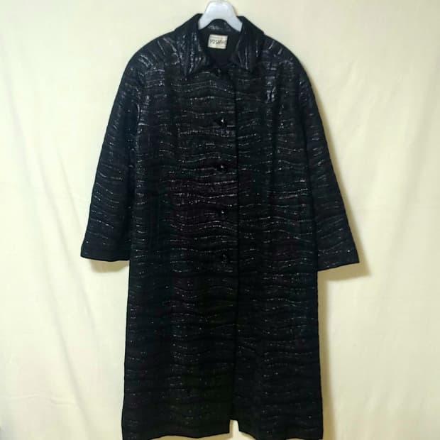 YOSHIKO 클래식 와이드 박시핏 트윙클 자가드 롱코트