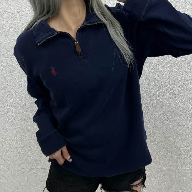 폴로 랄프로렌 레드포니 네이비 반집업 M