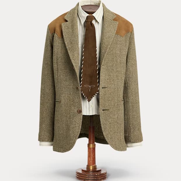 RRL 26SS 언컨스트럭티드 스웨이드 헤링본 웨스턴 블레이저 M 신품