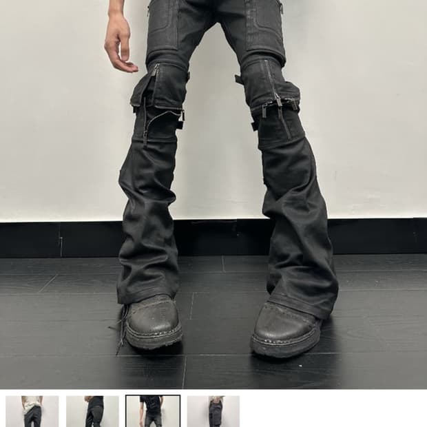 Fromtheisland Faux wax Cross zip Flare