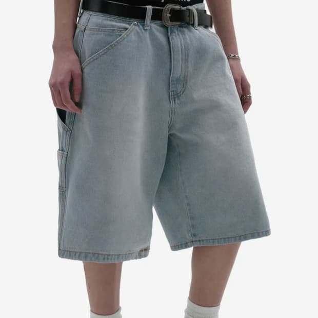 스웨이드 카펜터 버뮤다 데님 팬츠