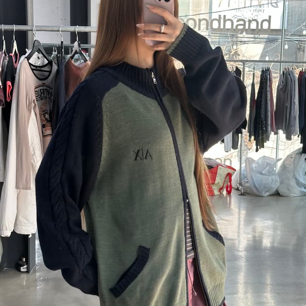 아르마니익스체인지 꽈배기 투웨이 니트집업