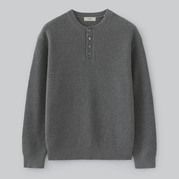 (2) 파브레가 헤비 코튼 헨리넥 니트 미디엄그레이