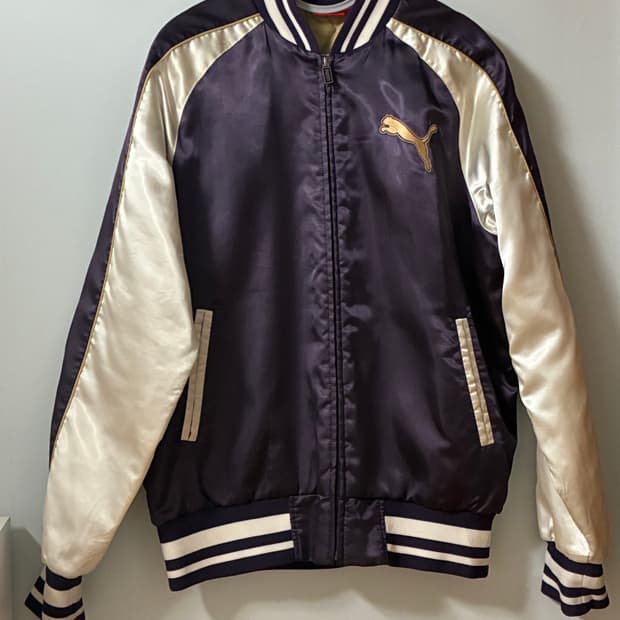 퓨마 퍼플 바시티자켓