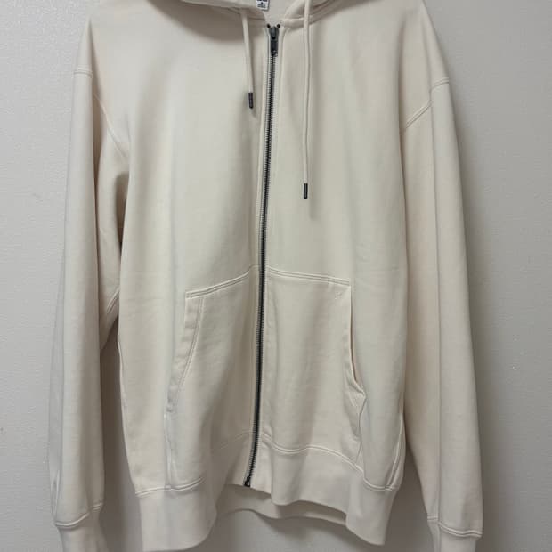 유니클로 아이보리 후드집업 스웨트풀집파카