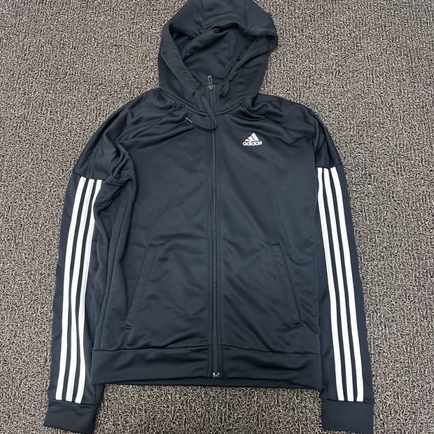 아디다스 여성 후드집업 져지 블랙 M