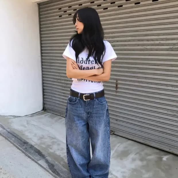 1119메이드 커브핏 화이트 스티치 데님팬츠 진청