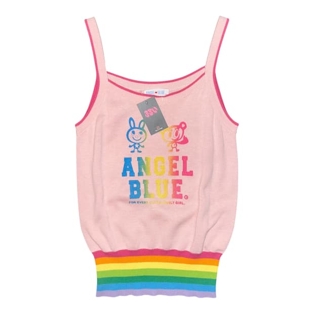 ANGEL♥︎BLUE 엔젤스블루 니트 무지개 나시 키치갸루y2k