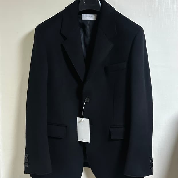 새상품) 토니웩 울 캐시 하프 코트 커팅 블레이저/L/블랙