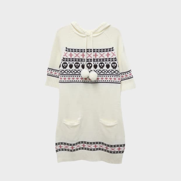 J-HONEY 울 후드 반팔 니트 원피스 63290