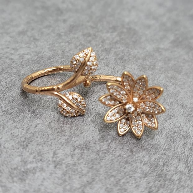 pave flower ring