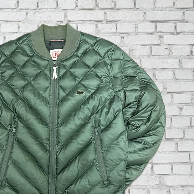 라코스테 카키 항공점퍼 패딩 42(M)