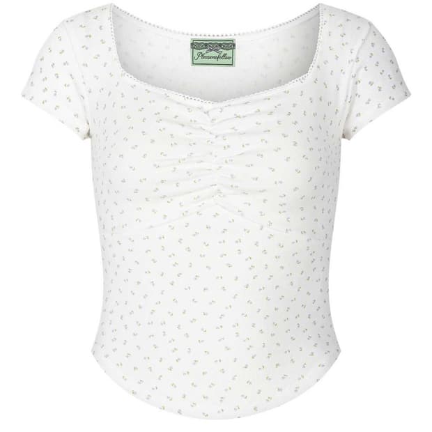 플리즈노팔로우 Daisy Lace Shirring Short Top 