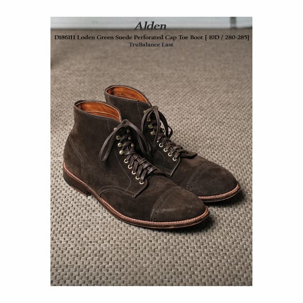 알든 D1861H 10D(280-285)사이즈 로든그린 스웨이드 캡토부츠