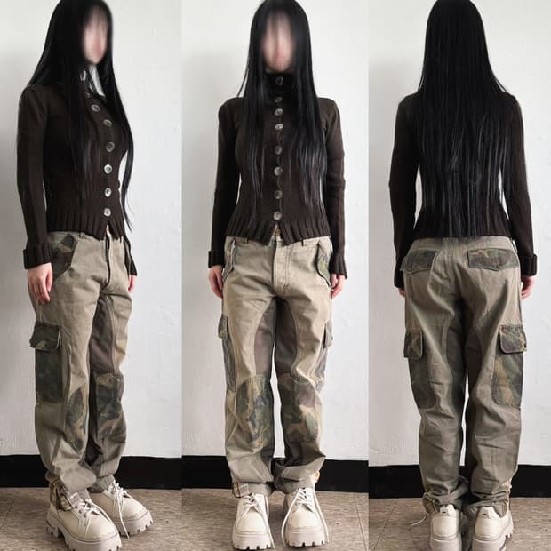 돌체앤가바나 밀리터리 카모 와이드 카고팬츠