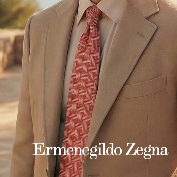 제냐 실크 레드 기하 자카드 넥타이 9.1cm A+등급 K1842
