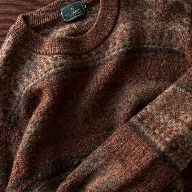 Alpaca wool blend pattern knit P/O