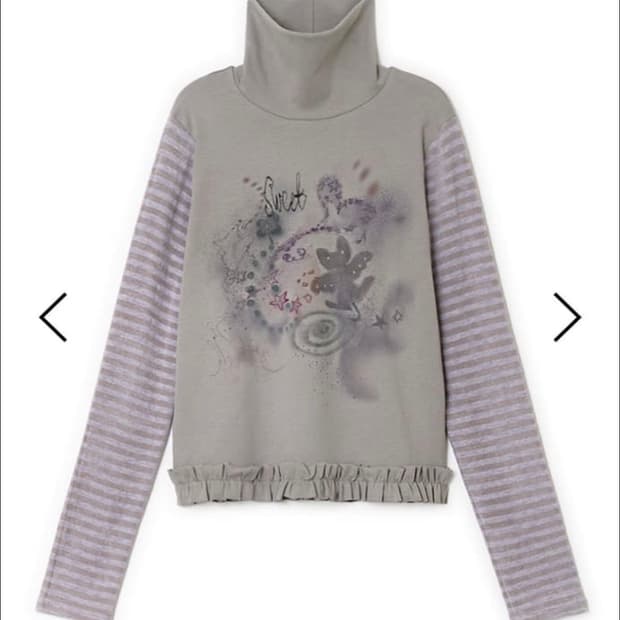 허그유어스킨 드로잉 프릴 폴라탑 그레이퍼플