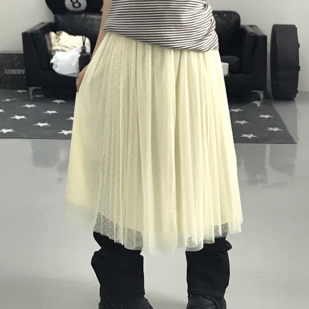 Jpn Ivory see-through midi skirt