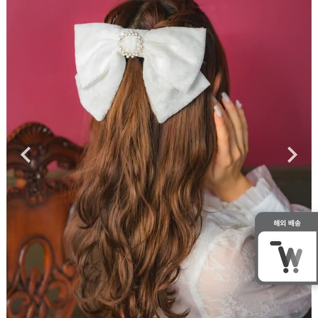 Rojita 로지타 화이트 비쥬 빅 리본 쟈가드 헤어핀