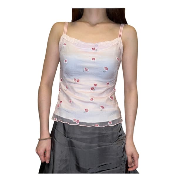 Pink Floral Lace Sleeveless Top
