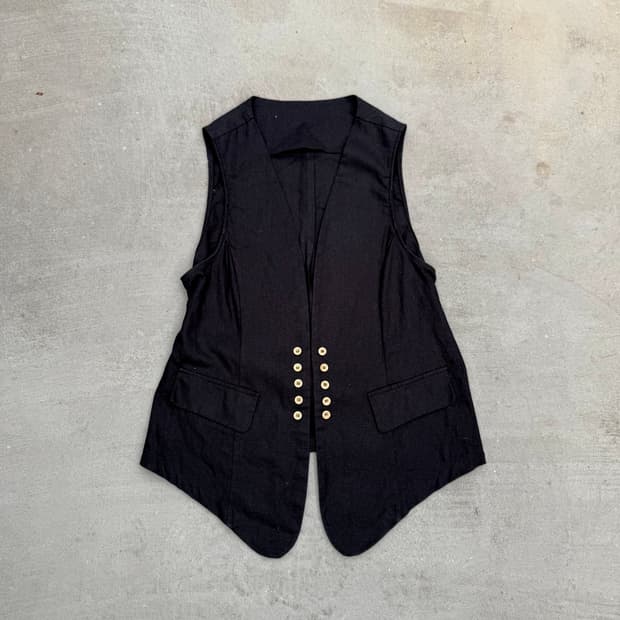 VTG 버튼 린넨 베스트