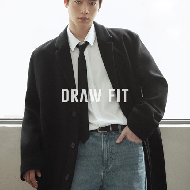 (새상품)(M) 드로우핏 프리미어 퓨어 캐시미어 히든 싱글 코트 블랙