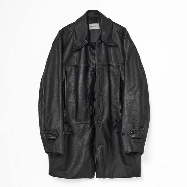 이얼즈어고 레더코트 BLACK WASHED LEATHER CAR COAT
