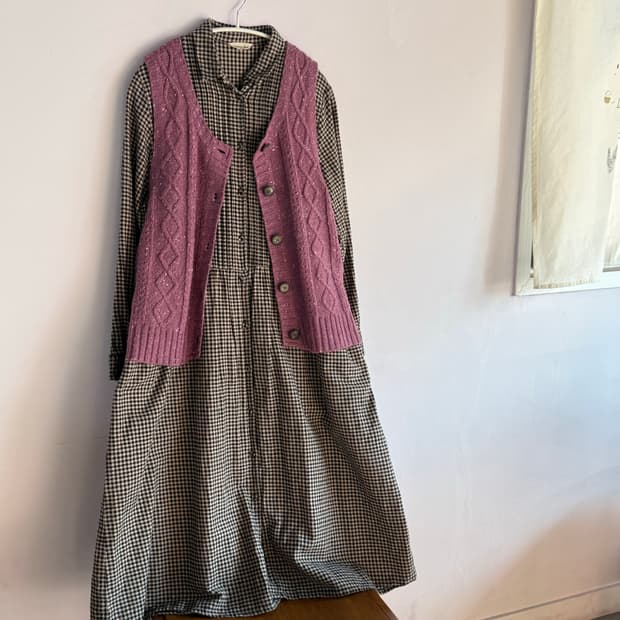 Samansamosmos  조끼+원피스 세트💗 일본 빈티지