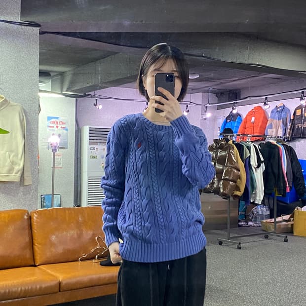 폴로 랄프로렌 블루 꽈배기 니트 B4202