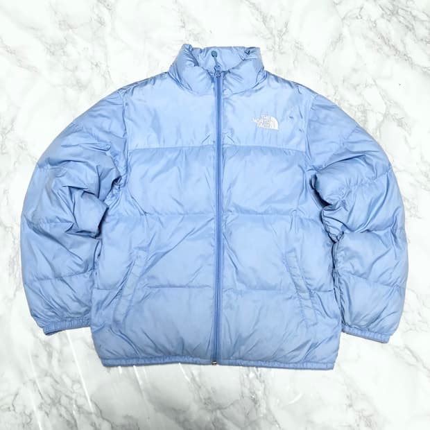 노스페이스 눕시 패딩 자켓 스카이블루 상태굿