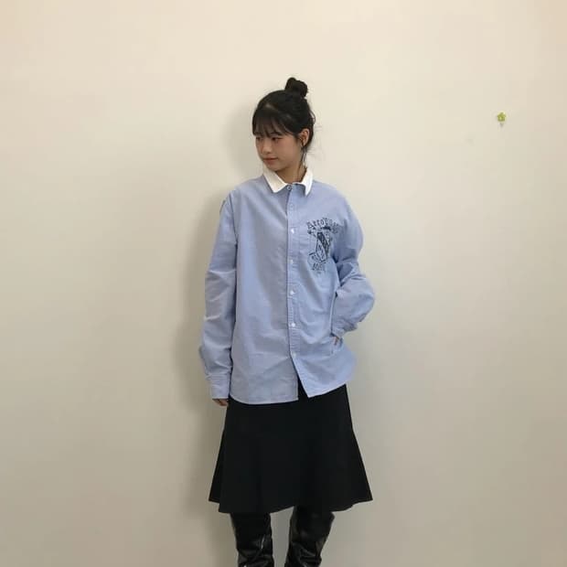 Aeropostale Oxford Shirt Sky Blue Logo