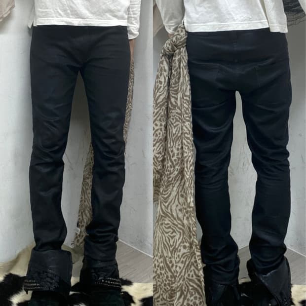 (Nudie Jeans)Black Coated Slim Fit Pants