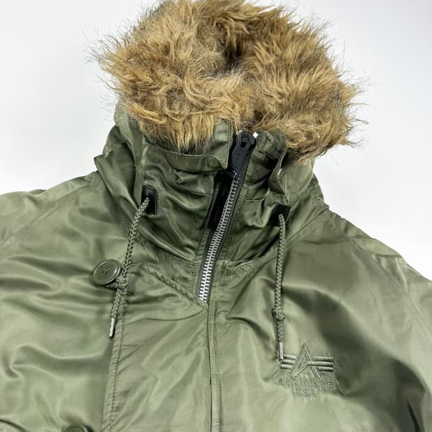 (하자존재) 알파인더스트리 미군 복각 n3b 파카 카키 XL