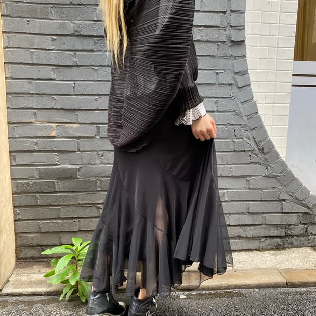 Black See-through Layered Skirts