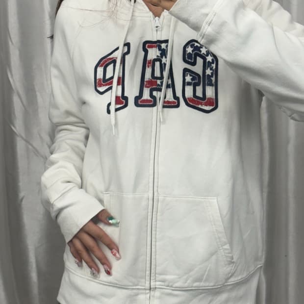 Gap embroidered hooded zip-up